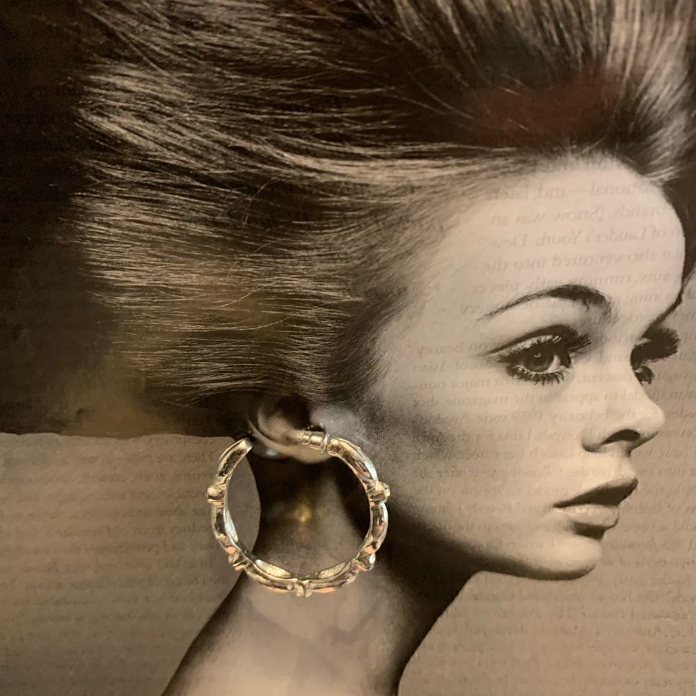 Silver  and Rhinestone Hoop Earrings